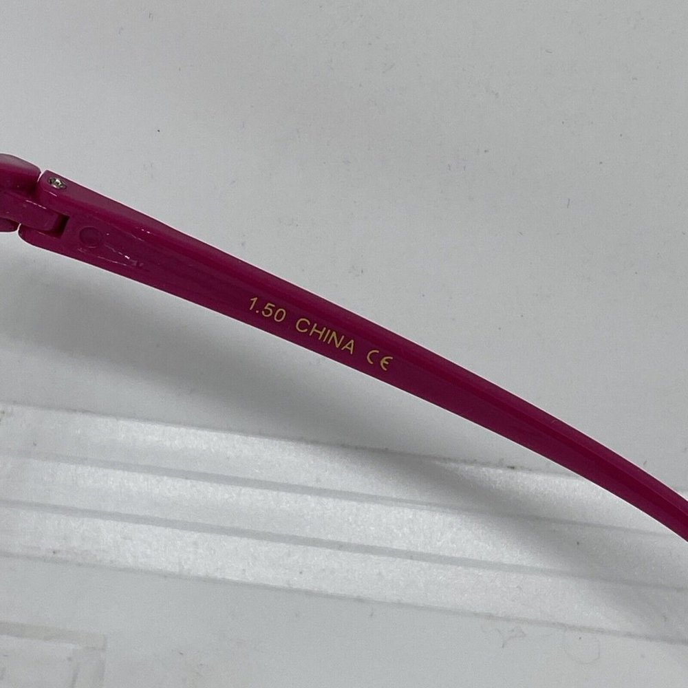 Betsey Johnson +1.50 Reading Eyeglasses Gloss Black/Hot Pink Cat Eye Style NWOT - Picture 5 of 6